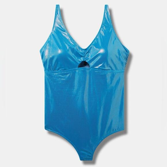 torrid Other - Torrid Blue Wireless Foil Keyhole Plunge One Piece Swimsuit 2X NWT 41140145